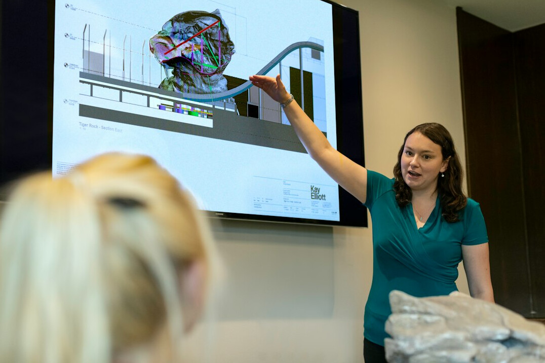 woman giving presentation